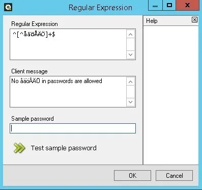 screenshot of Regular expression - specops password policy 3