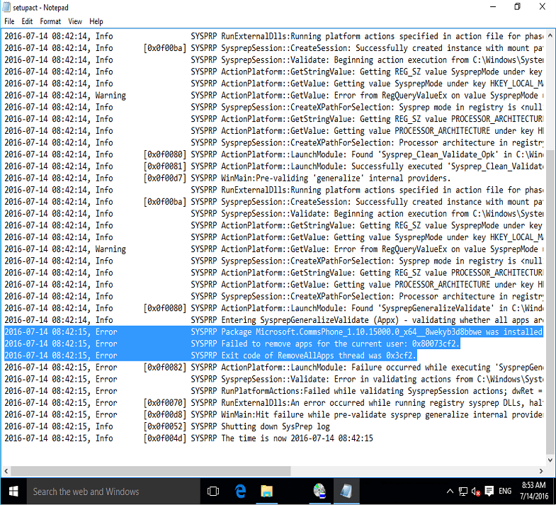 Sysprep Capture of Windows 10 fails - 2